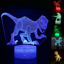 Динозавр 3D Иллюзия 7 цветов светодиодный сенсорный спальный T-rex в парк развлечений зверей единорогов; Ночной Светильник Лампа для комнаты малыша светится в темноте игрушка в подарок для детей 2024 - купить недорого