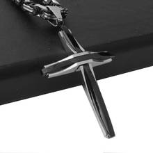 New Fashion Cross Pendant Necklace Male Jewelry Trendy Black Silver Color Stainless Steel Thick Link Byzantine Chain Choker 2024 - buy cheap