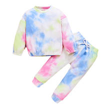 OPPERIAYA Baby Tie-dye casual Suit Long Sleeves Tops Trousers Elastic Waist Ribbed Closing Spring Autumn Clothing 2024 - buy cheap