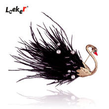 LEEKER-Pin de pájaro cisne para mujer, broche de pluma grande, broche Vintage, joyería ZD1 LK2 2024 - compra barato