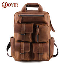 Joyir mochila de viagem masculina, mochila de couro genuíno de alta capacidade, cavalo louco, vintage, mochila para homens 2024 - compre barato