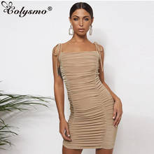 Colysmo outono inverno bandage vestido feminino spahetti cinta fora do ombro sem mangas sexy vestido elástico bodycon vestidos de festa 2024 - compre barato