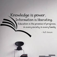 Knowledge is Power-calcomanía de pared con frases motivacionales, pegatinas de vinilo para libros, palabras, aula, escuela, sala de lectura, decoración Interior, Q586 2024 - compra barato