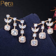 Pera 585 Gold Color Asymmetrical Women Ear Jewelry Big Square Drop Hanging Earrings for Ladies Christmas Gift with CZ Stone E469 2024 - buy cheap