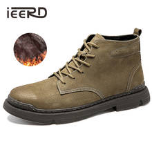 Internet Celebrity Suede botas de cuero hombres moda Casual tobillo botas mantener caliente invierno botas con piel 2024 - compra barato