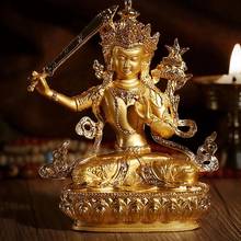 Tranic-estatua decorativa de Bodhisattva Manjusri dorado de aleación de Buda, proveedores budistas de Metal para el hogar y la Oficina, artesanía 2024 - compra barato