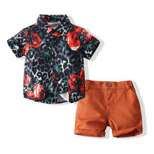 Conjunto de roupas casuais meninos, roupas de verão para crianças de 1 a 6 anos com estampa de camisa de manga curta e shorts 2024 - compre barato