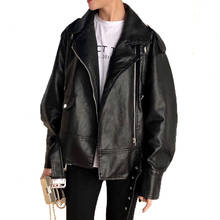 Autumn Pu Leather Jacket Women Casual Loose Soft Ladies Pu Motorcycle Punk Leather Coat Female Biker Zipper Outerwear 2024 - buy cheap