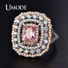 UMODE Vintage Pink Square Cubic Zirconia Wedding Rings for Women Femme Anniversary Cocktail Rings Fashion Luxury Jewelry UR0556 2024 - buy cheap