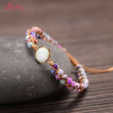 Stone Wrap Bracelets Femme Amethysts Opal String Braided Yoga Reiki Symbol Bangle Bracelet Bangle Bohemian Jewellery 2024 - buy cheap