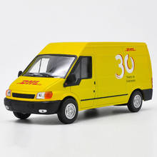 Coche de aleación modelo Ford Transit DHL Van Transporter, escala 1:32, colección de decoración, regalos para niños, juguetes 2024 - compra barato