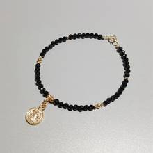 Suporte para moeda lírio, pulseira preta com fecho dourado e prata esterlina 925 para mulheres 2024 - compre barato