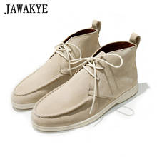 JAWAKYE High Top Suede Women Walk Shoes 2020 Autumn New Arrival Lace Up Loafers Soft Sole Round Toe Designer Casual Flat Shoes 2024 - buy cheap