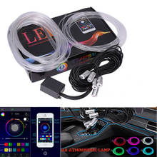 Sound Active EL Neon Strip Light RGB LED Car Interior Light Multicolor Bluetooth Phone Control Atmosphere Light 12V for cars 2024 - buy cheap