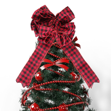 Christmas Plaid Bow Tree Top Decoration Red Bowknot Hanging Ornaments Xmas Tree Present Adornments DIY Party Accessories 2024 - buy cheap