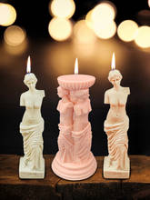 Molde de velas 3d diy, kit de decoração de bolo, coluna romana, forma de vela, deusa de aromaterapia, partes de gesso 2024 - compre barato