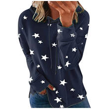 Autumn Hoodies Women Fashion Hooded Star Print Patchwork Long Sleeves Tops Sweatshirt Star Printed Casual Hoodie Pullovers Худи 2024 - buy cheap