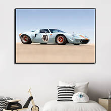 Golfo ford gt40 le mans carro de corrida pintura da lona clássico cartaz e impressões arte parede para o quarto decoração casa sem moldura 2024 - compre barato