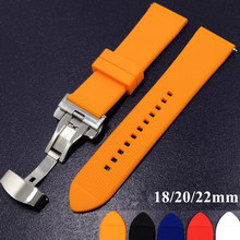 Correa de silicona para reloj, pulsera de goma con hebilla de mariposa de acero inoxidable, 18mm, 20mm, 22mm 2024 - compra barato