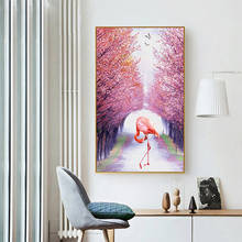 Настенная картина «розовое дерево», модульные кроссовки, розовое полотно, скандинавский Декор для дома, картина, печать, постер для гостиной, декор для комнаты девочки 2024 - купить недорого