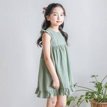 Vestido de princesa de algodão para meninas, roupas coreanas infantis para festa, bebê, meninas, adolescentes, verão, 2020 2024 - compre barato