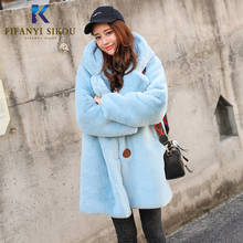 High Quality Women Faux Rabbit Fur Coat Luxury Long Fur Coat Loose Hooded Fur Jacket Warm Overcoat Female Winter Plush Coats 2024 - buy cheap