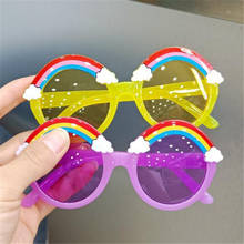 Redondo arco-íris óculos de sol crianças óculos de sol máscaras oculos cor lente meninos meninas bonito óculos de sol crianças gafas uv400 2024 - compre barato