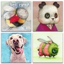 Pintura de diamante cuadrado completo 5D, bordado de punto de cruz de animales, abeja colorida, panda, perro, mosaico de dibujo de taladro redondo 3D DIY 164 2024 - compra barato