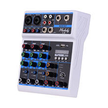 Muslady-consola mezcladora de Audio de 4 canales, pantalla LED con tarjeta de sonido integrada, compatible con entrada USB BT, con cabezal de 3,5mm 2024 - compra barato