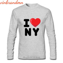 Camisetas divertidas con estampado de I Love NY para hombres, camisa de manga larga con cuello redondo, diseño de recuerdo de corazón, ropa, envío directo 2024 - compra barato