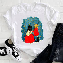 Camiseta feminina desenhos animados, camiseta de manga comprida, estampa gráfica, mãe e mamãe, primavera 2024 - compre barato