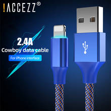 !ACCEZZ Denim USB Cable For iphone Wire With LED Light For iphone 11 Pro XR XS MAX X 8 7 6 5 Plus Ipad Ipod 2.4A Data Sync Cord 2024 - buy cheap