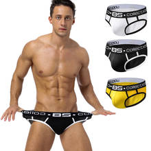 Bs cueca masculina triangular cintura baixa, sexy convexo em u com bolso de malha roupa íntima para homens, maré triangular bs107 2024 - compre barato