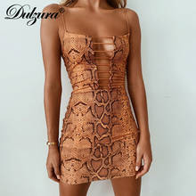 Dulzura Snake Print Women Strap Mini Dress Hollow Out Bodycon Sexy Streetwear Party Club 2021 Spring Summer Festival 2024 - buy cheap