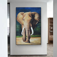 Elefante afriano animais selvagens pintura a óleo em tela, cartazes escandinavo e impressões quadros, imagens de arte de parede para sala de estar 2024 - compre barato