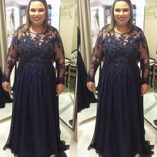 Plus Size Mother of the Bride Dress Long Sleeve Sparkly Appliqued Lace Chiffon Formal Occasion Evening Party Gowns 2024 - buy cheap
