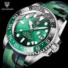 LIGE Design Brand Luxury Mechanical Watch Men Automatic Green Watches For Men Silicone Diving Business Sports Wrist Watch Reloj 2024 - buy cheap