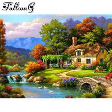 FULLCANG Garden cottage scenery diy 5d mosaic diamond painting full square round drill rhinestone embroidery sale decor FC3191 2024 - buy cheap