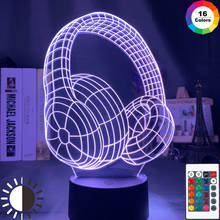 Lámpara de ilusión 3d con auriculares, luz nocturna de 16 colores para decoración de habitación, regalo de cumpleaños para niños, luz Led de noche 2024 - compra barato