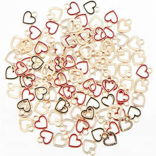Pingente de coração de dia dos namorados, 20 peças, círculo esmaltado, vazado, coração para colar, brinco, joia, suprimentos, 14*14mm 2024 - compre barato