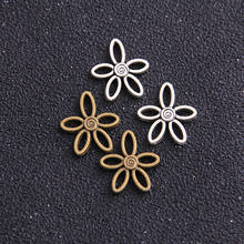 30pcs 16*18mm Metal Alloy Two Color Charms Hollow Small Flower  Plant Pendants For DIY Jewelry Making  Handmade Finding 2024 - buy cheap