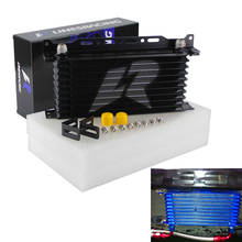 Linesracing an10 10row alumínio refrigerador de óleo com 262mm suporte de montagem kit tipo confiança preto/azul 2024 - compre barato