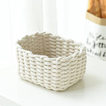 Cotton woven debris storage basket Nordic home desktop snacks cosmetics storage basket handmade woven basket 2024 - buy cheap
