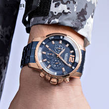 MEGIR Stainless Steel Blue Strap Chronograph Quartz Watches Men Fashion Luxury Top Brand Luminous Watch Wristwatch Man Relogios 2024 - buy cheap