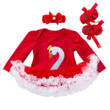 3Pcs Baby Girl Swan Birthday Dress Costume Infant Winter Fluffy Princess Tutu Dress Cosplay Party Outfits for Toddler Girl 12M 2024 - buy cheap