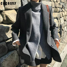 Модный шерстяной костюм в Корейском стиле для женщин, верхняя одежда, винтажные повседневные приталенные женские блейзеры и куртки, шерстяные блейзеры с длинным рукавом, рабочая одежда 2024 - купить недорого