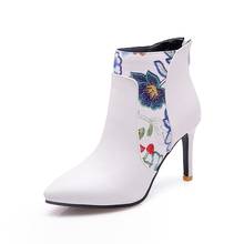Big Size        Women's Boots Ethnic Embroidery Tip Fine-heeled High-heeled Shoes and Shoes 2024 - buy cheap