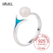 Real 925 Sterling Silver Cute Tail Pearl Rings Personality Adjustable Ring Fine Jewelry For Women Party Elegant Accessories 2024 - buy cheap