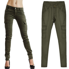 Military Women's Cargo Pants Multi-pocket Low Waist Slim Stretch Army Green Pencil Pants Casual Sportswear Joggers Trousers 2024 - buy cheap