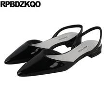 Pointed Toe Low Heel Black Sandals Work Slingback Large Size Designer Shoes Women Luxury 2021 China Patent Leather Breathable 2024 - buy cheap